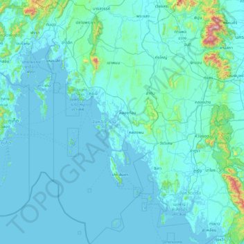 Mapa topográfico Krabi (província), altitude, relevo