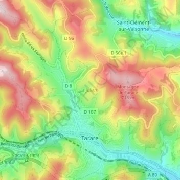 Mapa topográfico Tarare, altitude, relevo