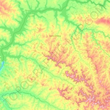 Mapa topográfico Santa Vitória, altitude, relevo
