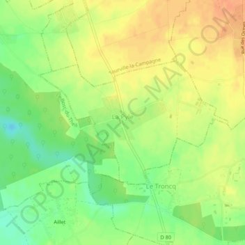 Mapa topográfico La Pyle, altitude, relevo