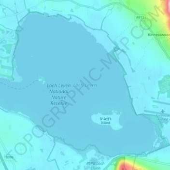 Mapa topográfico Loch Leven, altitude, relevo