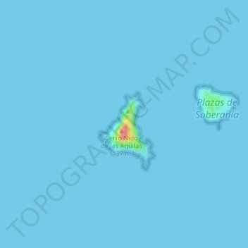 Mapa topográfico Islas Chafarinas, altitude, relevo