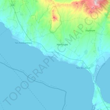 Mapa topográfico Δήμος Νέας Προποντίδας, altitude, relevo