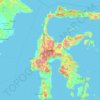 Mapa topográfico Sulawesi, altitude, relevo