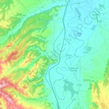 Mapa topográfico Cassine, altitude, relevo