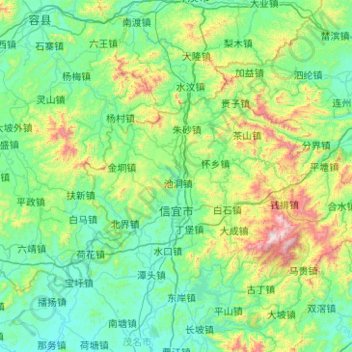Mapa topográfico Xinyi City, altitude, relevo
