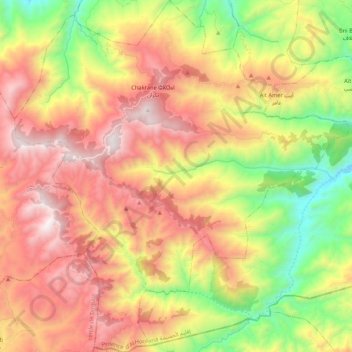 Mapa topográfico Chakran, altitude, relevo