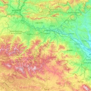 Mapa topográfico La Rioja, altitude, relevo
