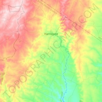 Mapa topográfico Harrogate, altitude, relevo