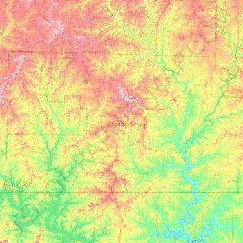Mapa topográfico Ozark County, altitude, relevo