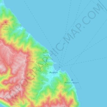 Mapa topográfico Avalon, altitude, relevo