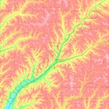 Mapa topográfico Crawford County, altitude, relevo