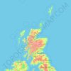 Mapa topográfico Escocia, altitude, relevo