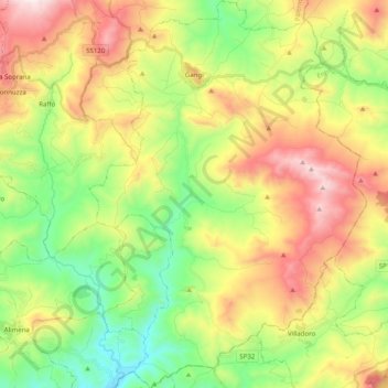 Mapa topográfico Gangi, altitude, relevo