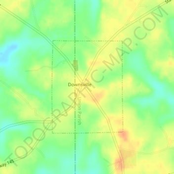 Mapa topográfico Downsville, altitude, relevo