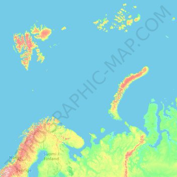 Mapa topográfico Arkhangelsk Oblast, altitude, relevo
