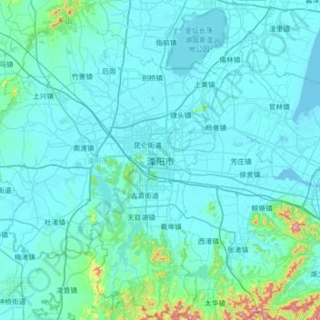 Mapa topográfico Liyang City, altitude, relevo