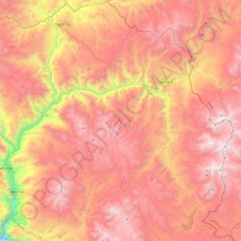 Mapa topográfico Ichuña, altitude, relevo
