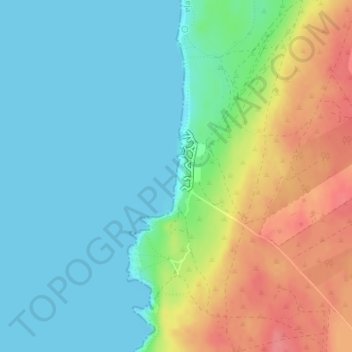 Mapa topográfico Praia do Malhão (Sul), altitude, relevo