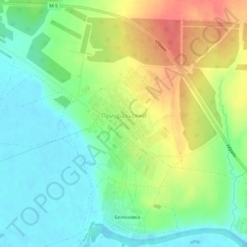 Mapa topográfico Приуральский, altitude, relevo