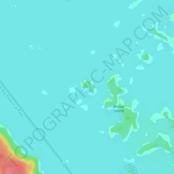 Mapa topográfico Richardson Island, altitude, relevo