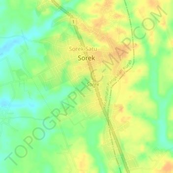 Mapa topográfico Sorek, altitude, relevo
