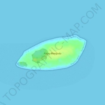 Mapa topográfico Pulau Mangudu, altitude, relevo