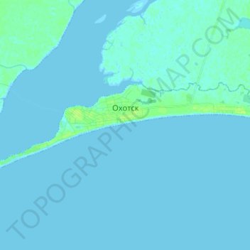 Mapa topográfico Охотск, altitude, relevo