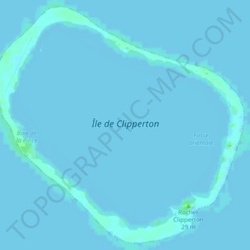Mapa topográfico Ilha de Clipperton, altitude, relevo