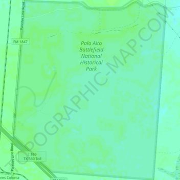 Mapa topográfico Palo Alto Battlefield National Historical Park, altitude, relevo