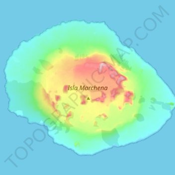 Mapa topográfico Marchena Island, altitude, relevo