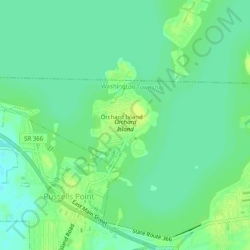 Mapa topográfico Orchard Island, altitude, relevo