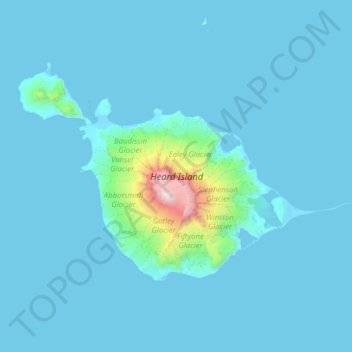 Mapa topográfico Heard Island, altitude, relevo