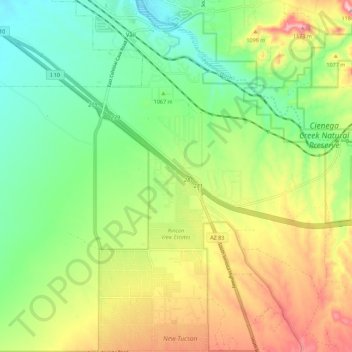 Mapa topográfico Vail, altitude, relevo