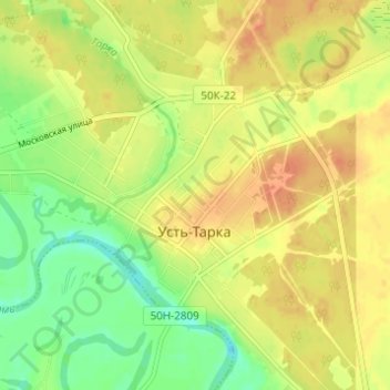 Mapa topográfico Усть-Тарка, altitude, relevo