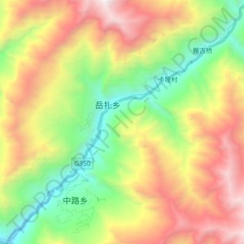 Mapa topográfico Xiaojin River, altitude, relevo
