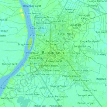 Mapa topográfico Martapura River, altitude, relevo