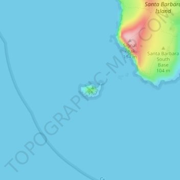 Mapa topográfico Sutil Island, altitude, relevo