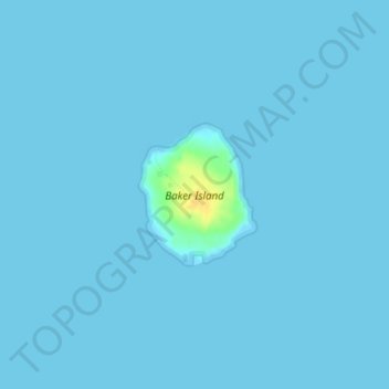 Mapa topográfico Baker Island, altitude, relevo