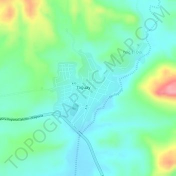 Mapa topográfico Taguay, altitude, relevo