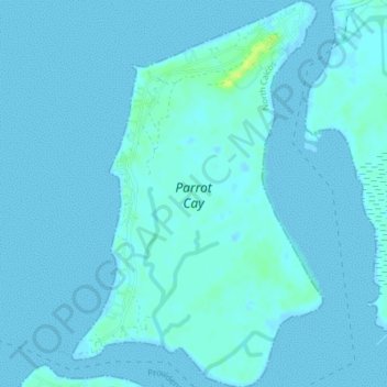Mapa topográfico Parrot Cay, altitude, relevo