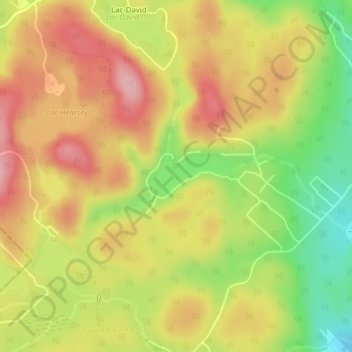 Mapa topográfico Lac Mooney, altitude, relevo