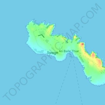 Mapa topográfico Tory Island, altitude, relevo