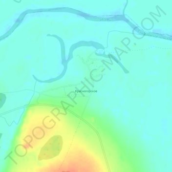 Mapa topográfico Красногорское, altitude, relevo