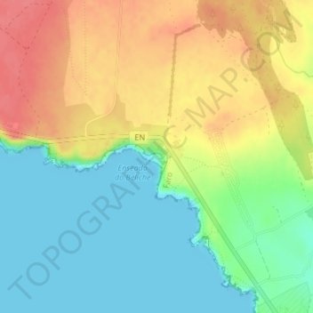 Mapa topográfico Praia do Beliche, altitude, relevo