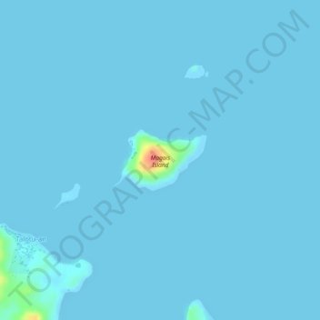 Mapa topográfico Magais Island, altitude, relevo