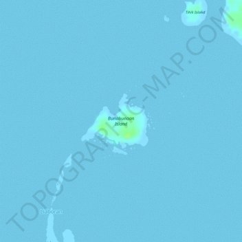 Mapa topográfico Bunabunaan Island, altitude, relevo