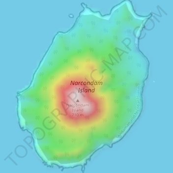 Mapa topográfico Narcondam Island, altitude, relevo