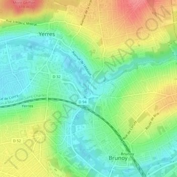 Mapa topográfico Le Réveillon, altitude, relevo