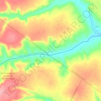 Mapa topográfico Rio Grupiúna, altitude, relevo